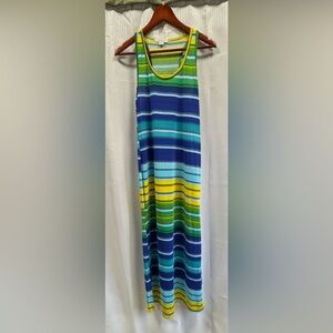 Colorful Striped Magazine Maxi Dress - size L